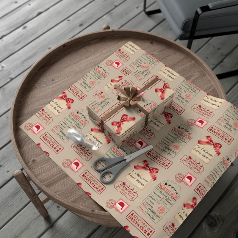 Personalized Santa Claus Wrapping Paper North Pole Gift Wrap