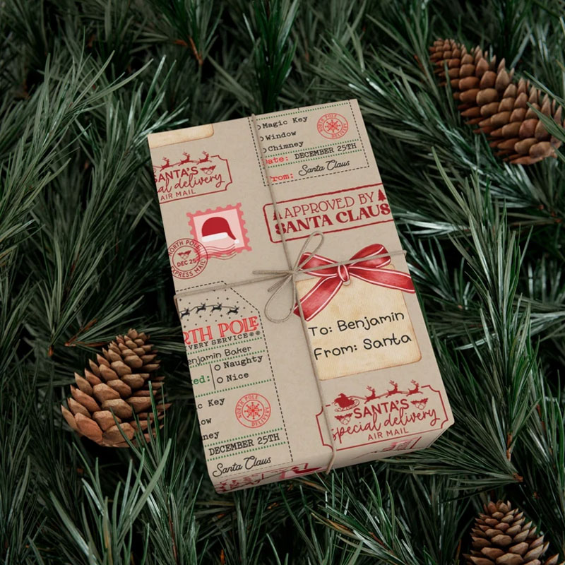 Personalized Santa Claus Wrapping Paper North Pole Gift Wrap