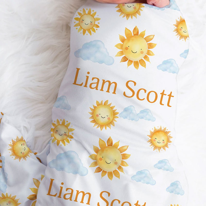Personalized Blanket Sunshine Baby Name Swaddle
