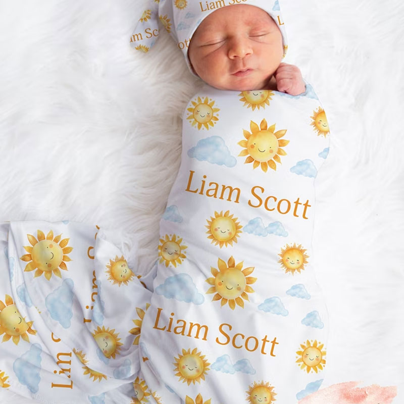 Personalized Blanket Sunshine Baby Name Swaddle