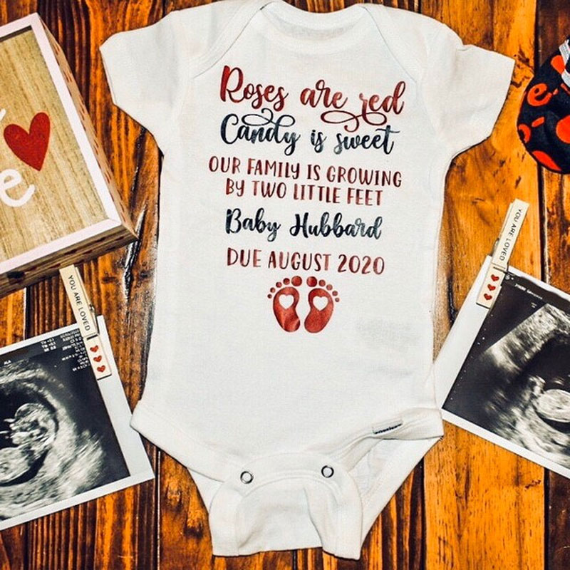 Personalized Valentine's Day Pregnancy announcement Onesie