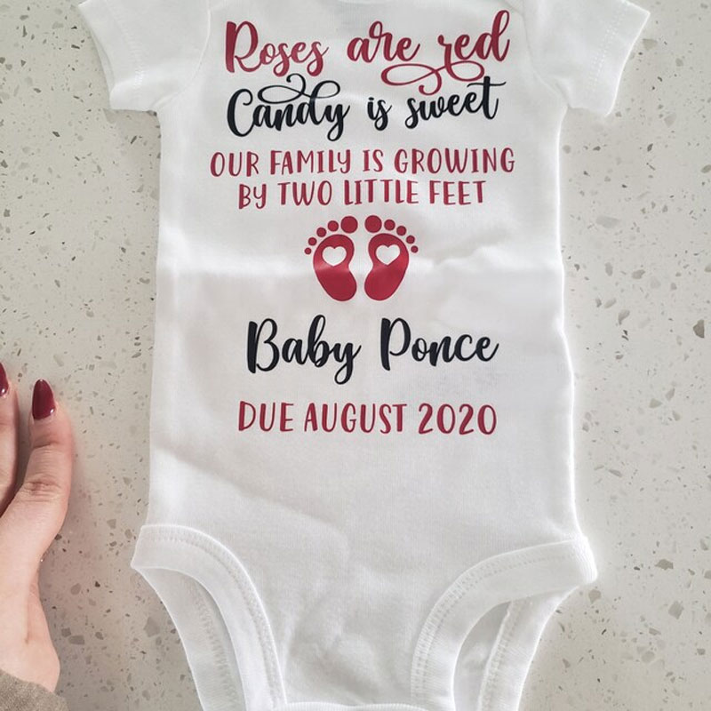 Personalized Valentine's Day Pregnancy announcement Onesie