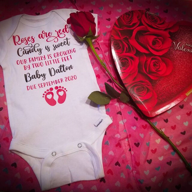 Personalized Valentine's Day Pregnancy announcement Onesie