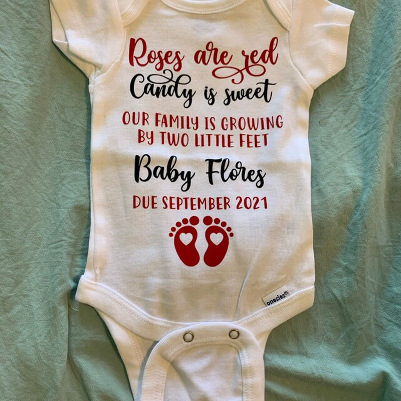 Personalized Valentine's Day Pregnancy announcement Onesie