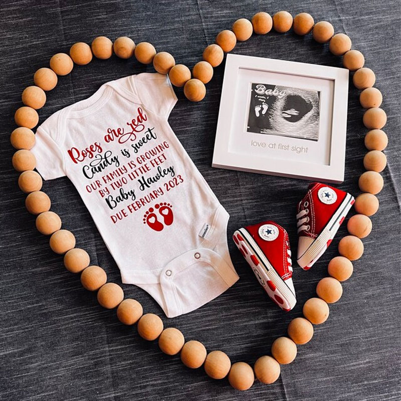 Personalized Valentine's Day Pregnancy announcement Onesie