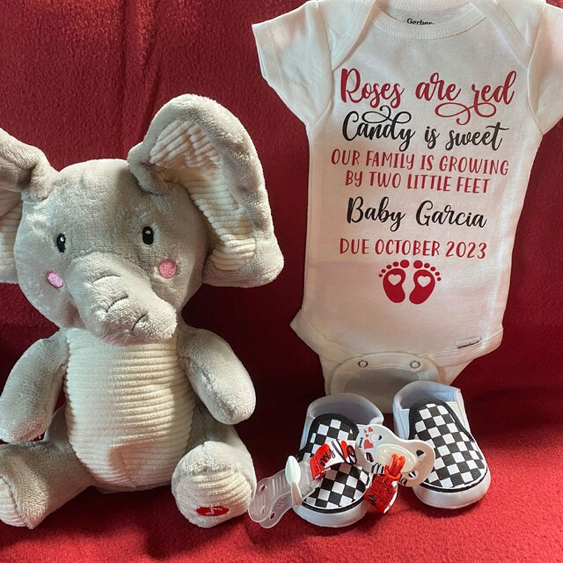 Personalized Valentine's Day Pregnancy announcement Onesie