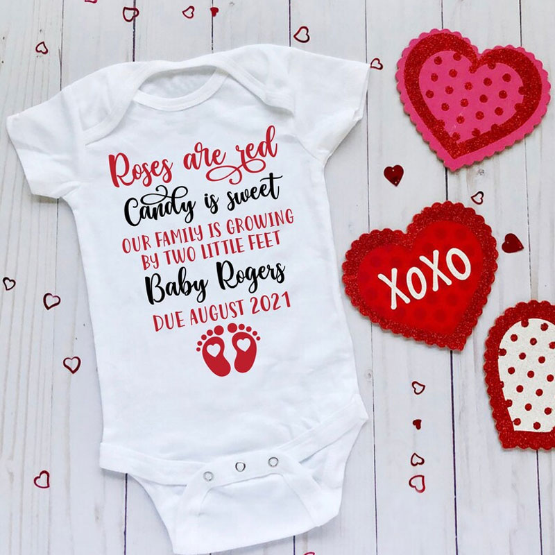 Personalized Valentine's Day Pregnancy announcement Onesie