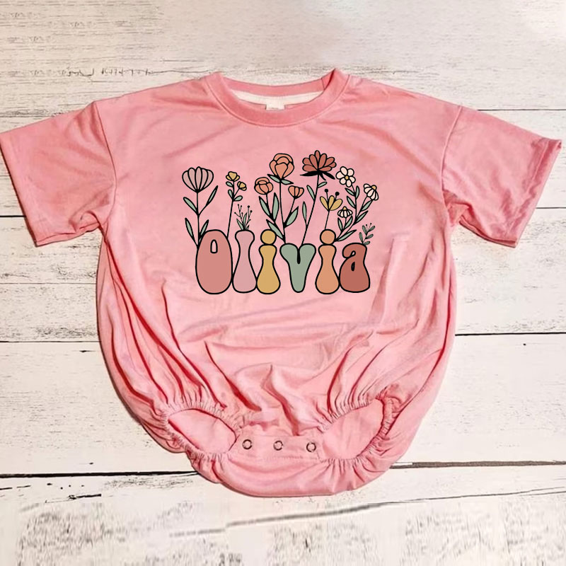 Personalized Wildflowers T Shirt Bubble Romper