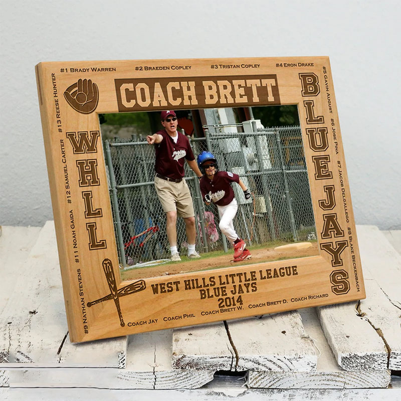 Personalized Youth Sports Coaching Wood Engraved Picture Frame