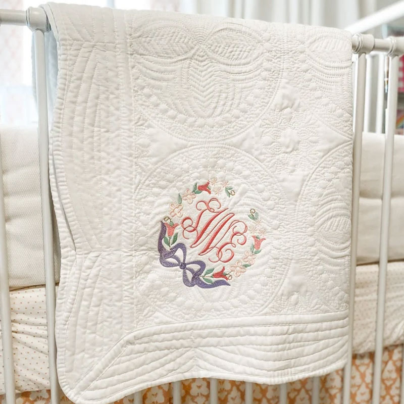 Personalized baby blanket Embroidered baby quilt blanket