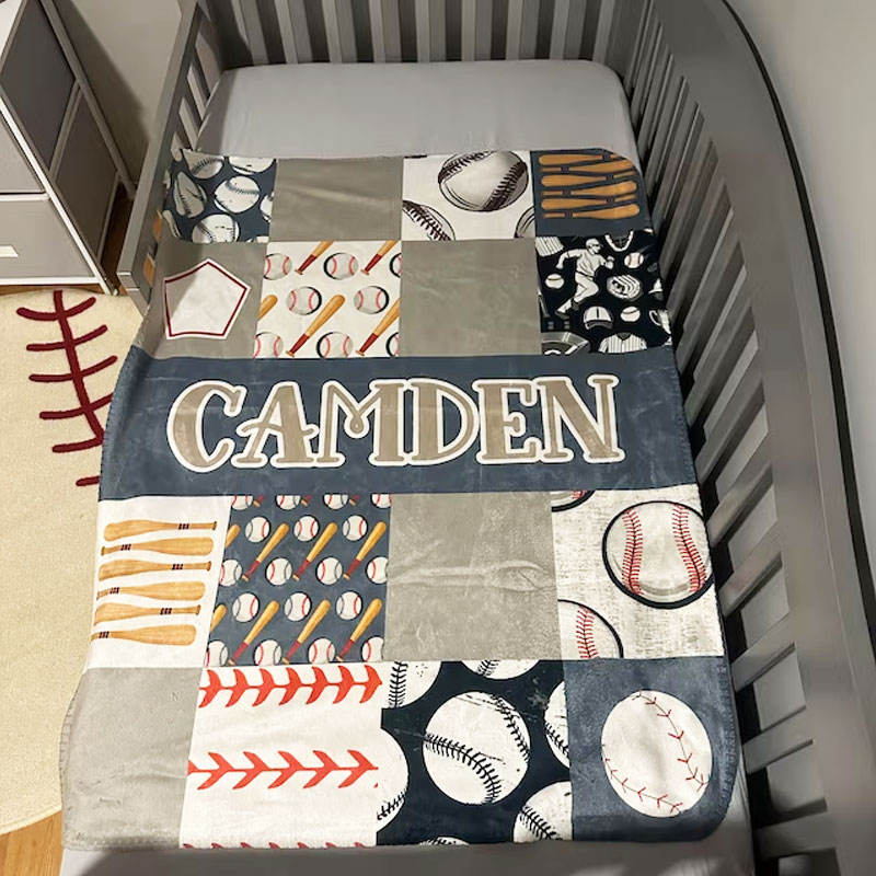 Personalized baby blanket baseball Baby Blanket