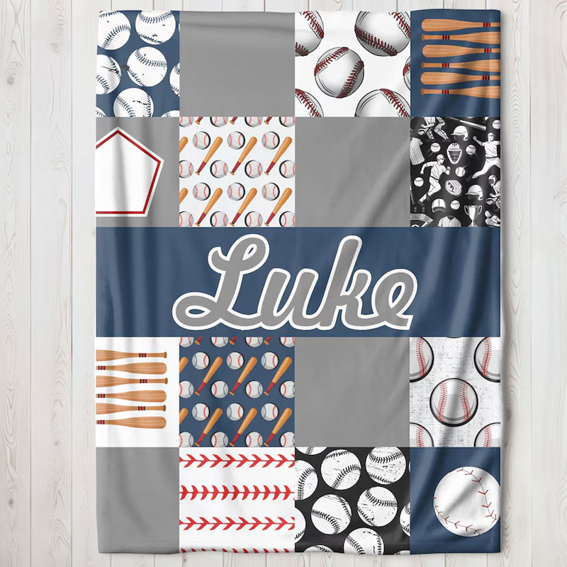 Personalized baby blanket baseball Baby Blanket