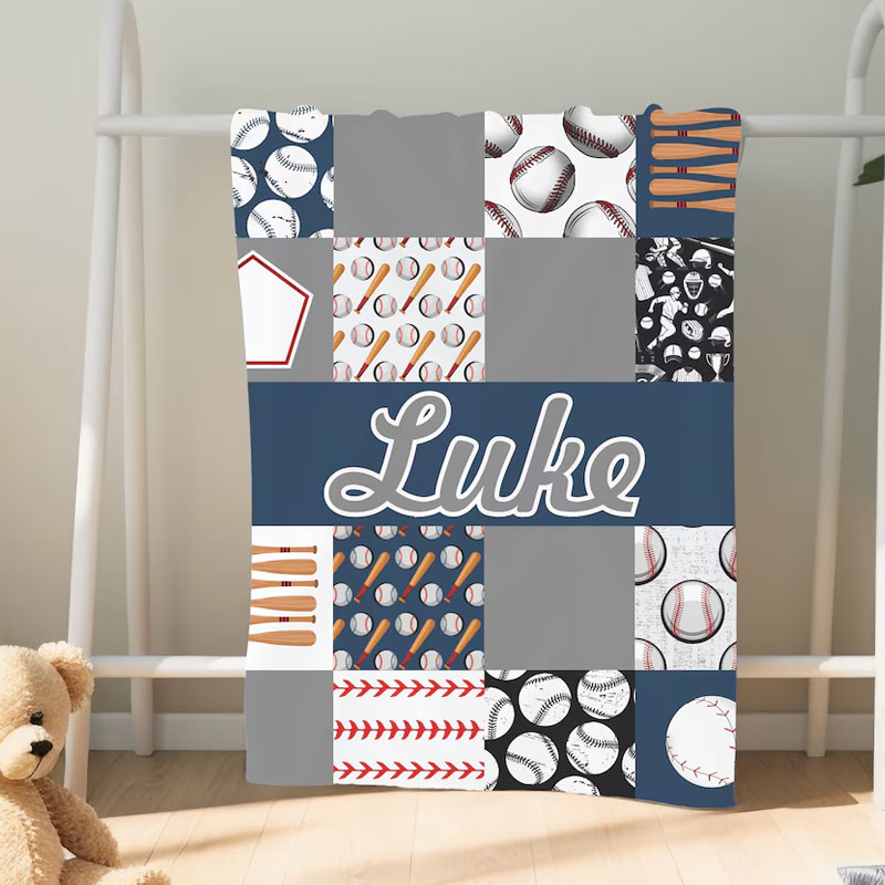 Personalized baby blanket baseball Baby Blanket