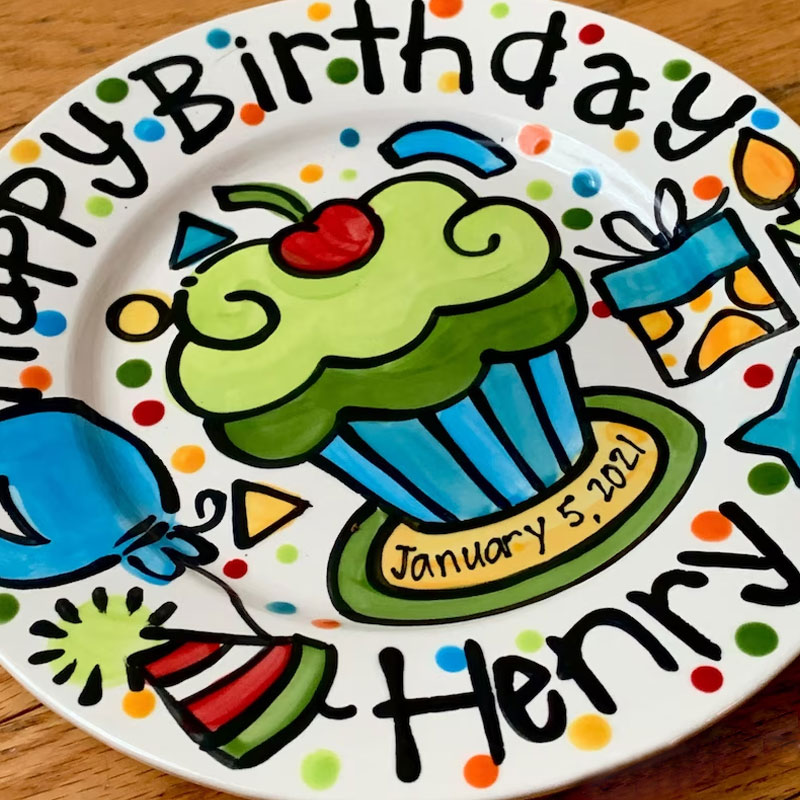 Personalized birthday party plate for a girl or boy