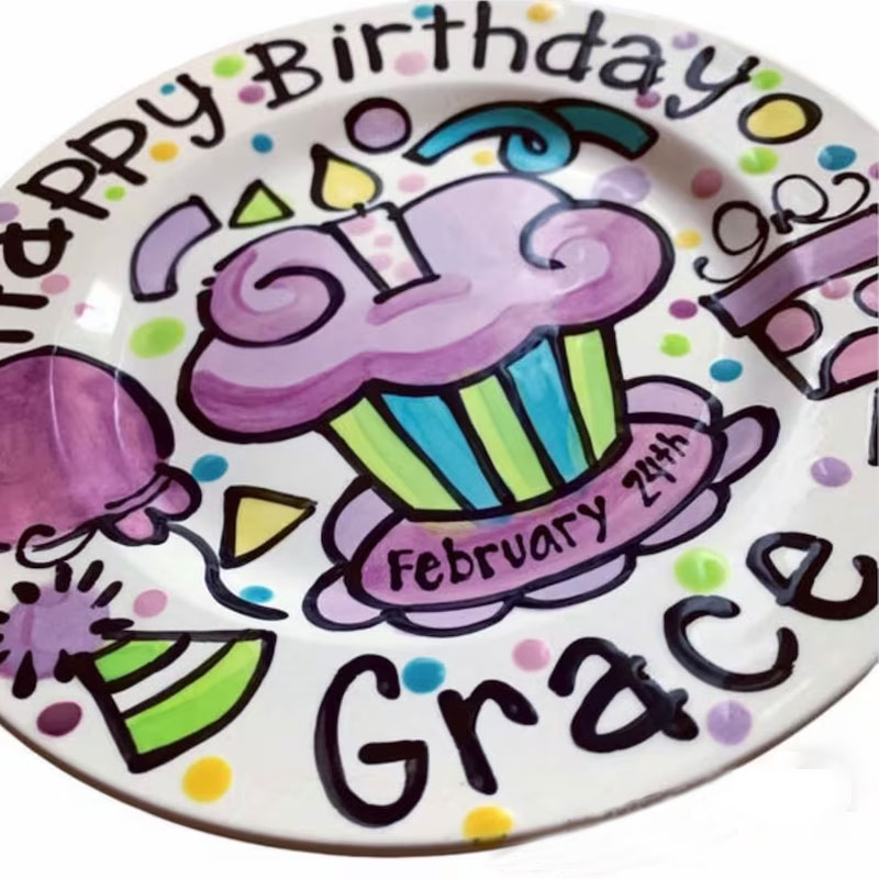 Personalized birthday party plate for a girl or boy