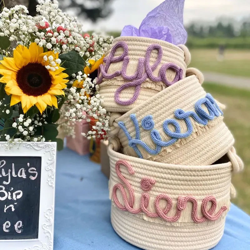 Personalized gift basket diaper storage custom name