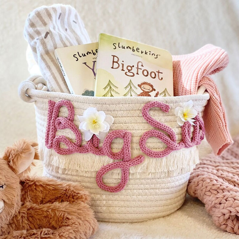 Personalized gift basket diaper storage custom name