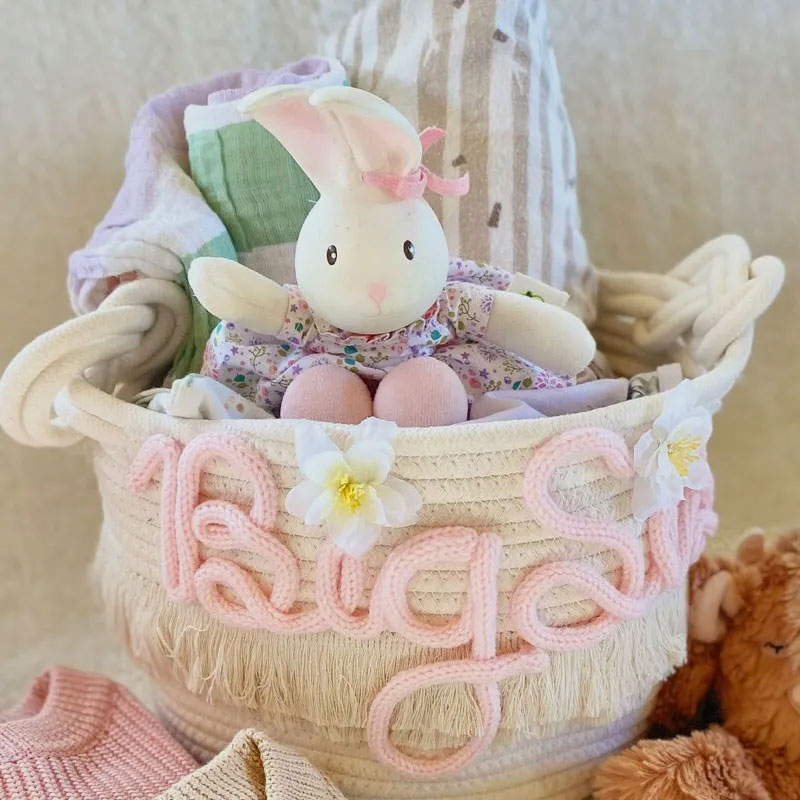 Personalized gift basket diaper storage custom name