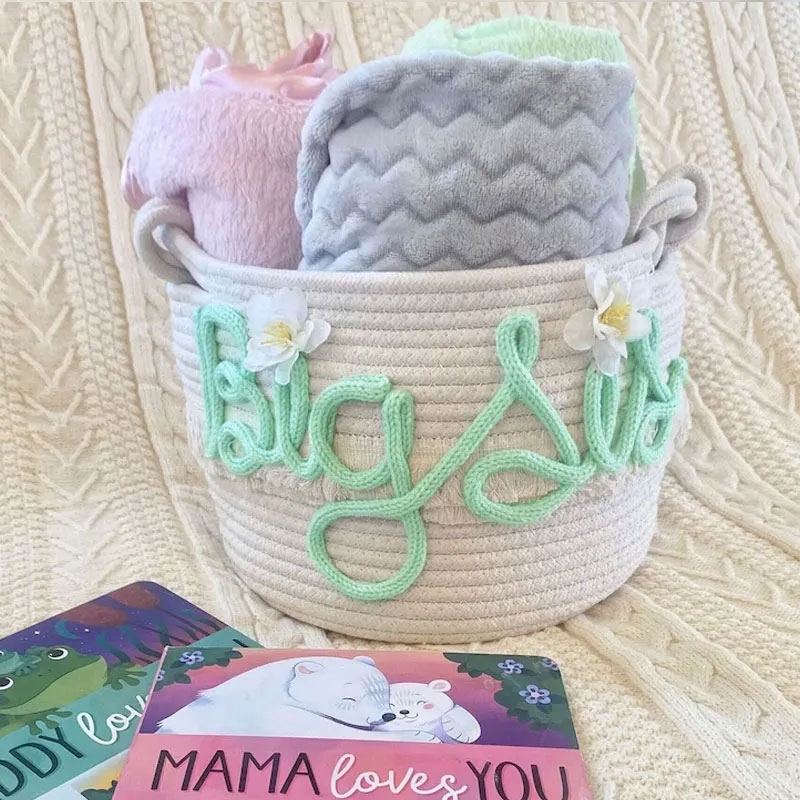 Personalized gift basket diaper storage custom name