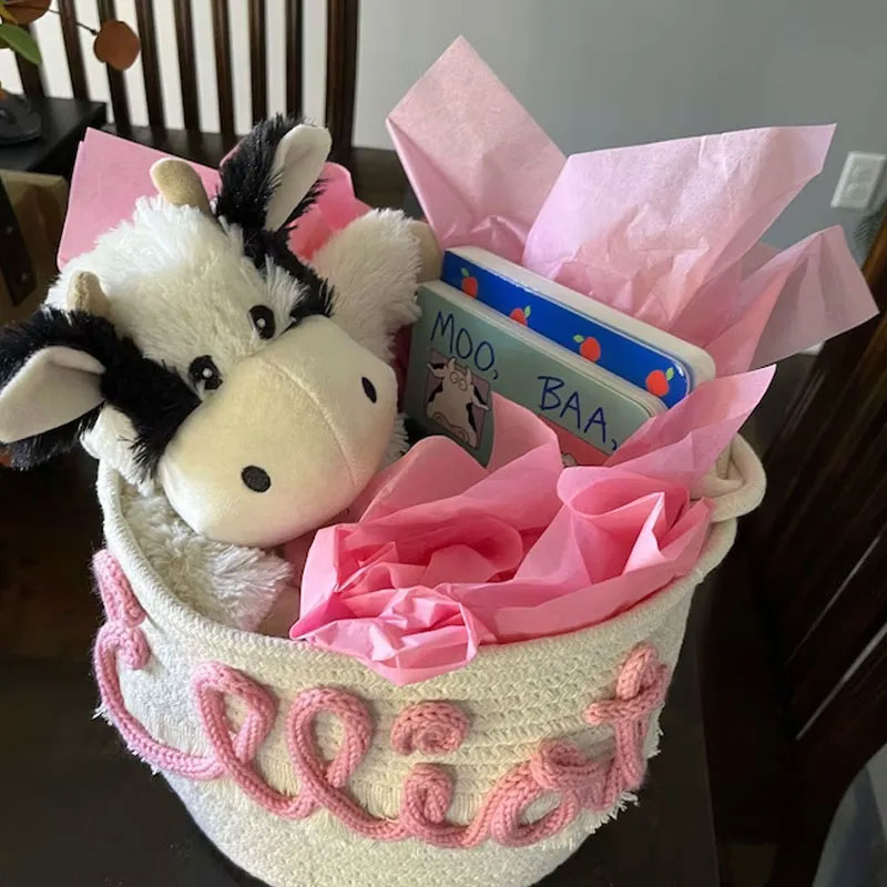 Personalized gift basket diaper storage custom name