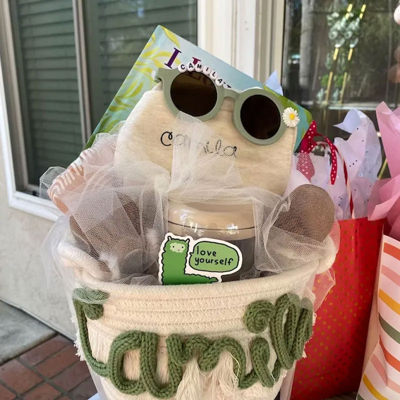 Personalized gift basket diaper storage custom name