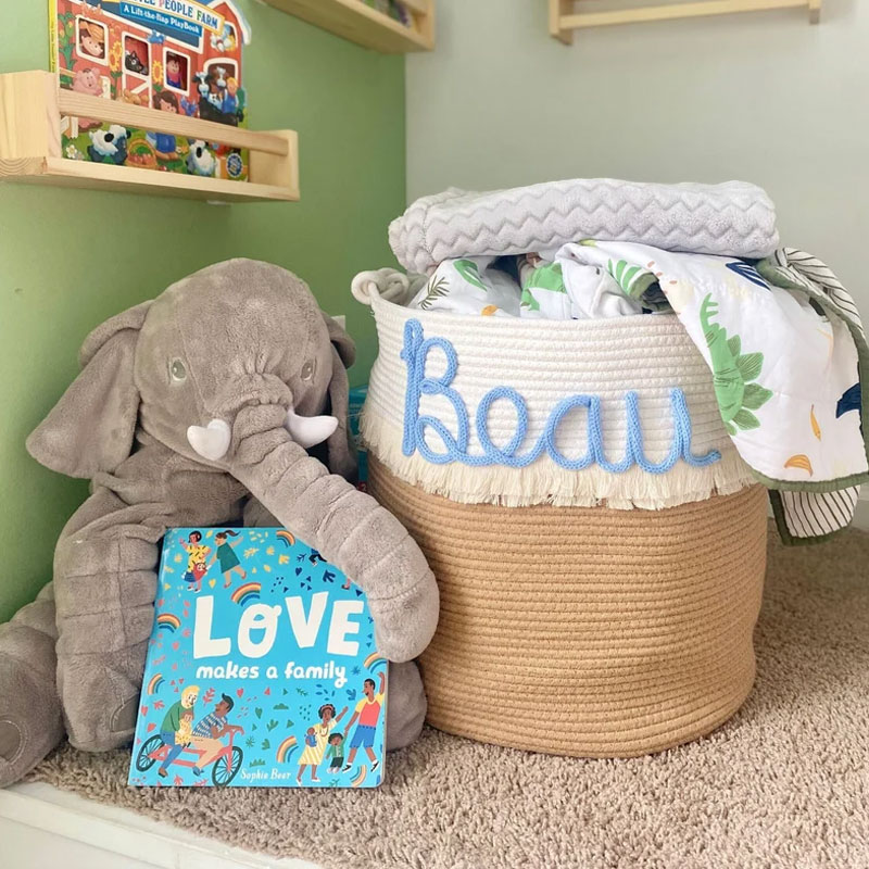 Personalized laundry basket large baby tote