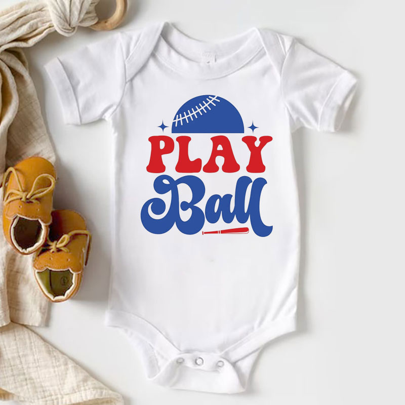 Play Ball Baby Bodysuit - Retro Baseball Season