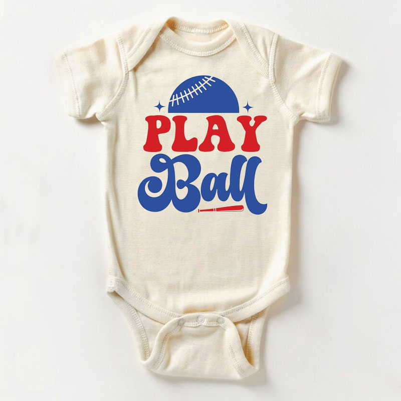 Play Ball Baby Bodysuit - Retro Baseball Season