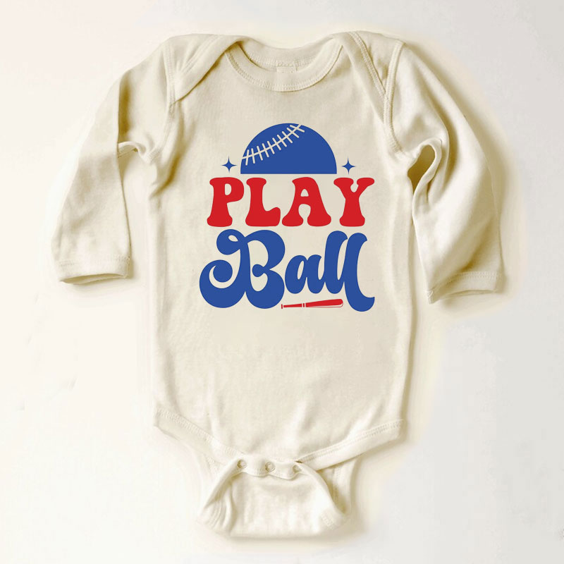Play Ball Baby Bodysuit - Retro Baseball Season