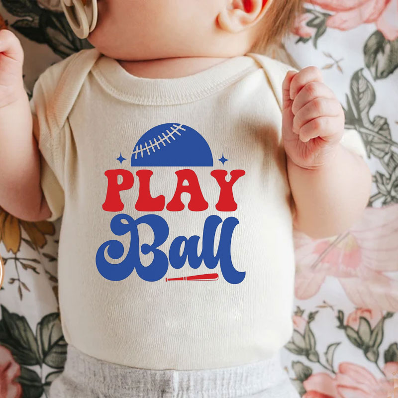 Play Ball Baby Bodysuit - Retro Baseball Season