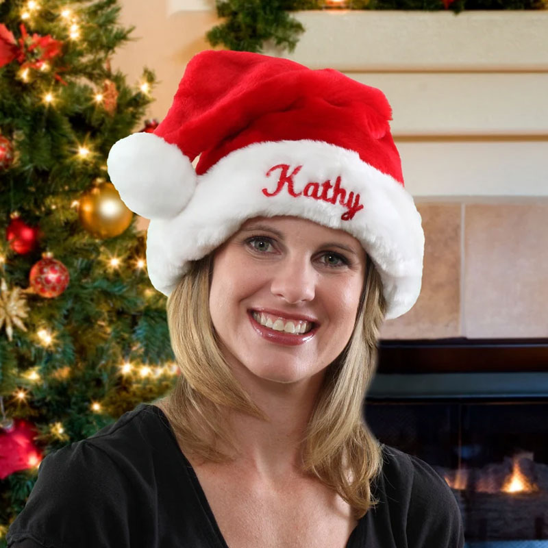 Plush Velvet Personalized Santa Hat