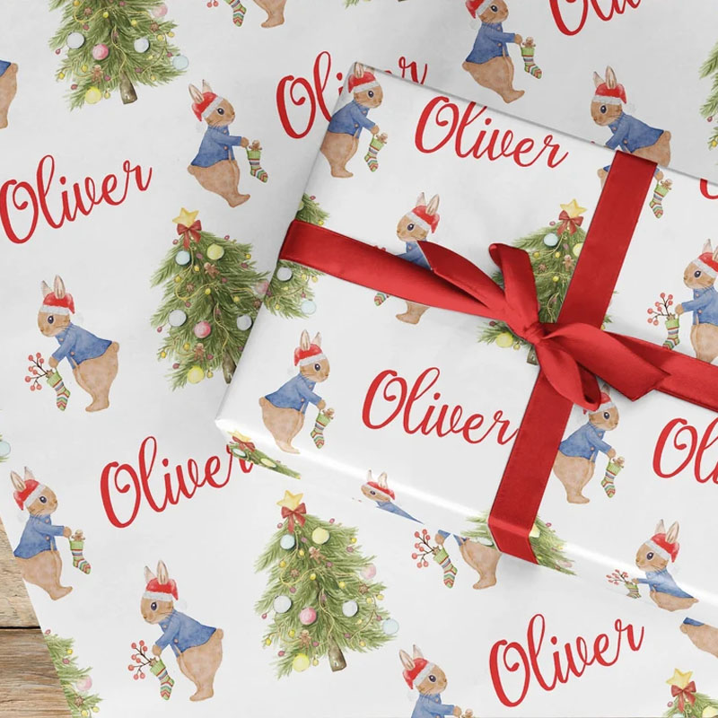 Rabbit Personalised Christmas Wrapping Paper