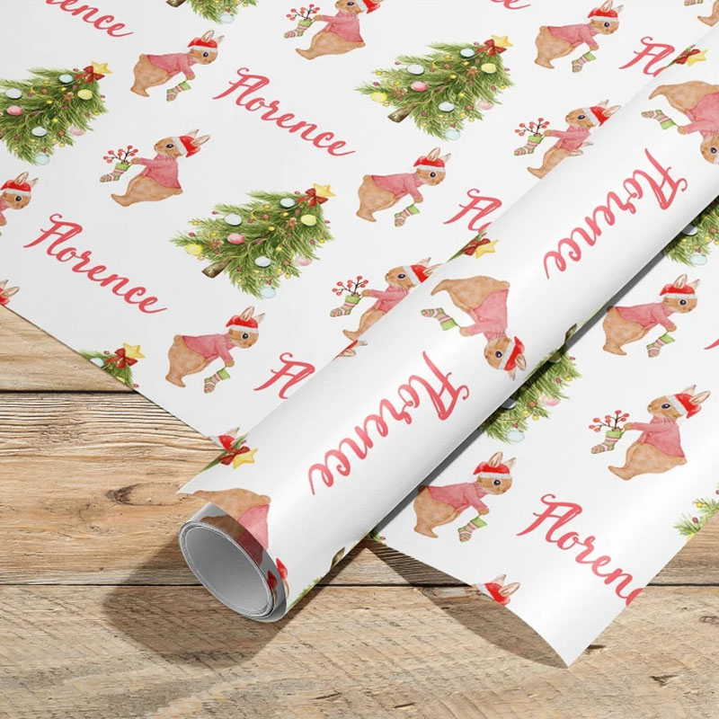 Rabbit Personalised Christmas Wrapping Paper