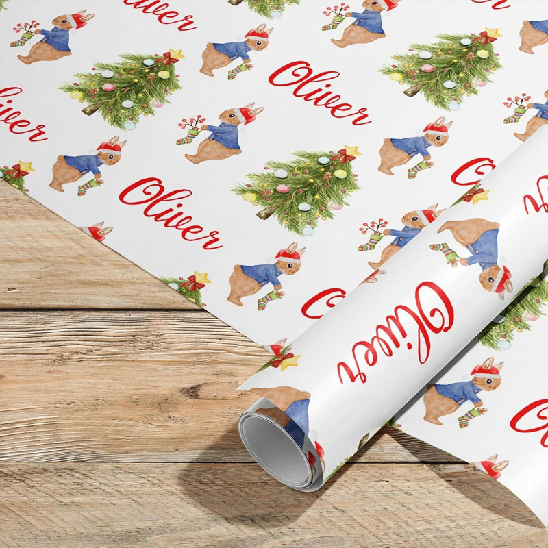 Rabbit Personalised Christmas Wrapping Paper