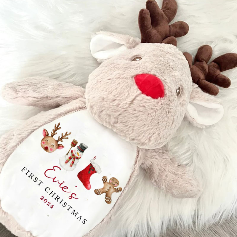 Personalised Babies First Christmas Reindeer Teddy Plush