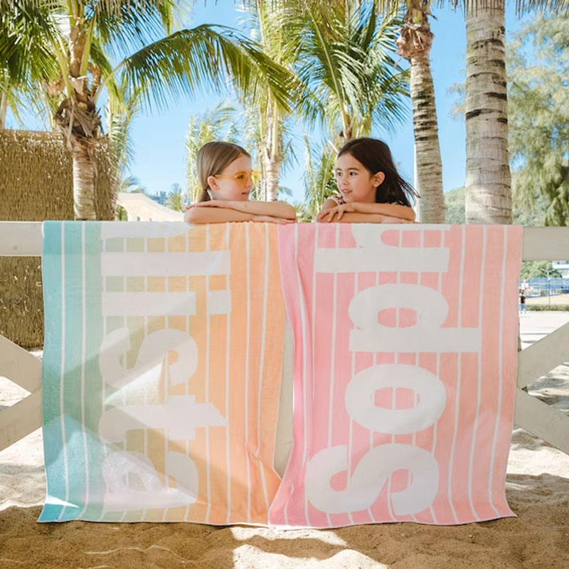 Retro Line Custom Beach Towel With Name