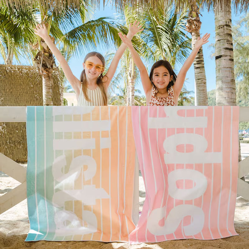 Retro Line Custom Beach Towel With Name