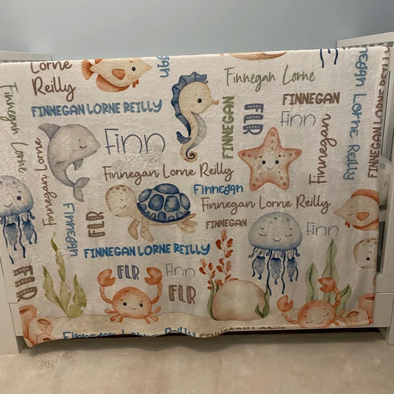 Sea Animals Baby Blanket Personalized Ocean Animals
