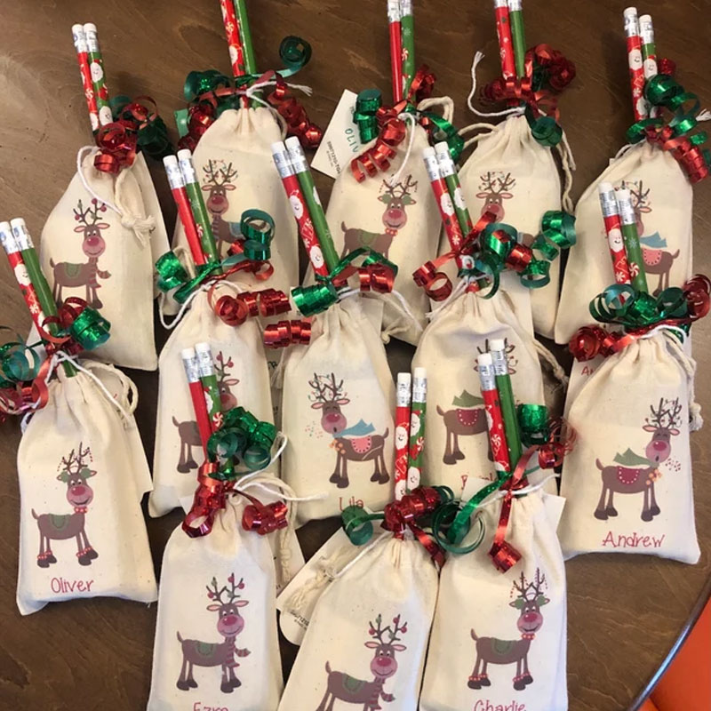 Set of 10 Kid's Christmas Party Favor Bags