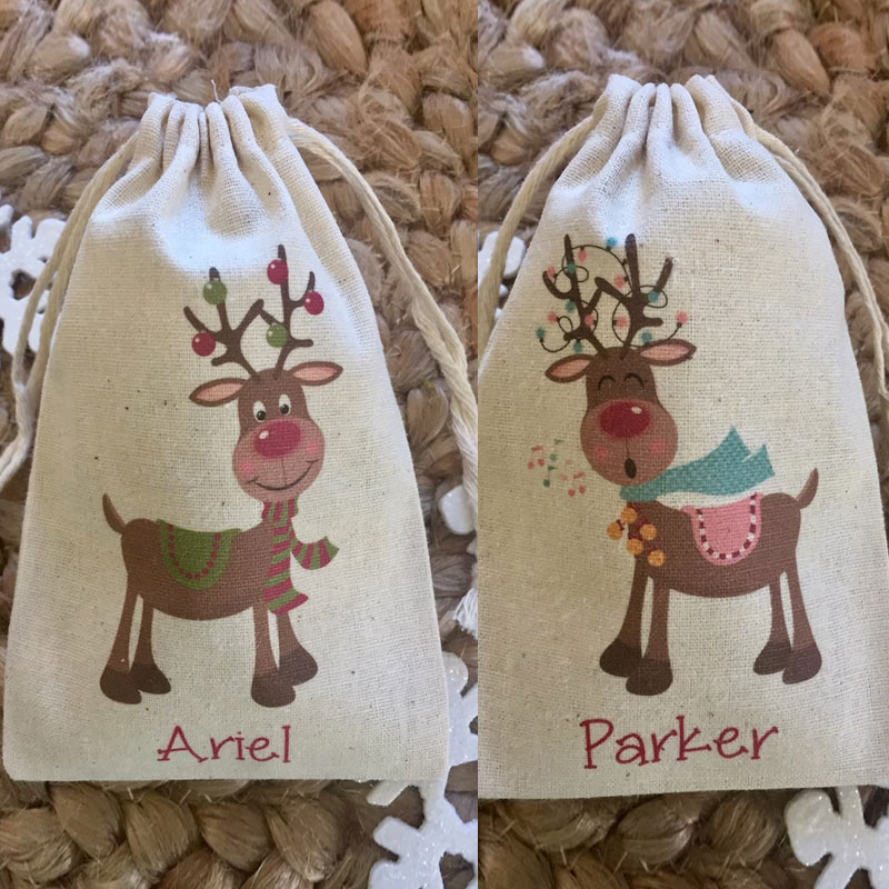 Set of 10 Kid's Christmas Party Favor Bags