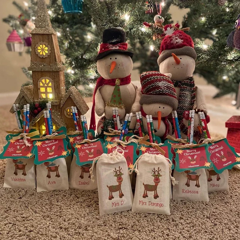Set of 10 Kid's Christmas Party Favor Bags