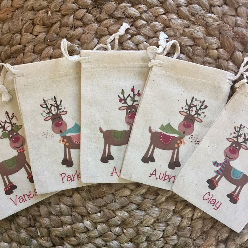 Set of 10 Kid's Christmas Party Favor Bags