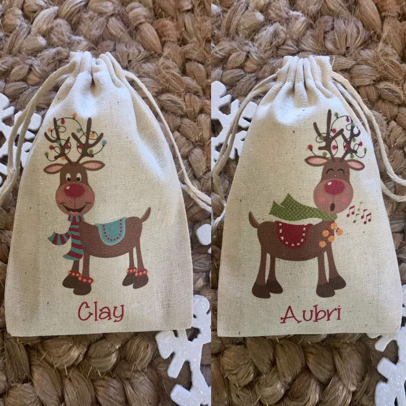 Set of 10 Kid's Christmas Party Favor Bags