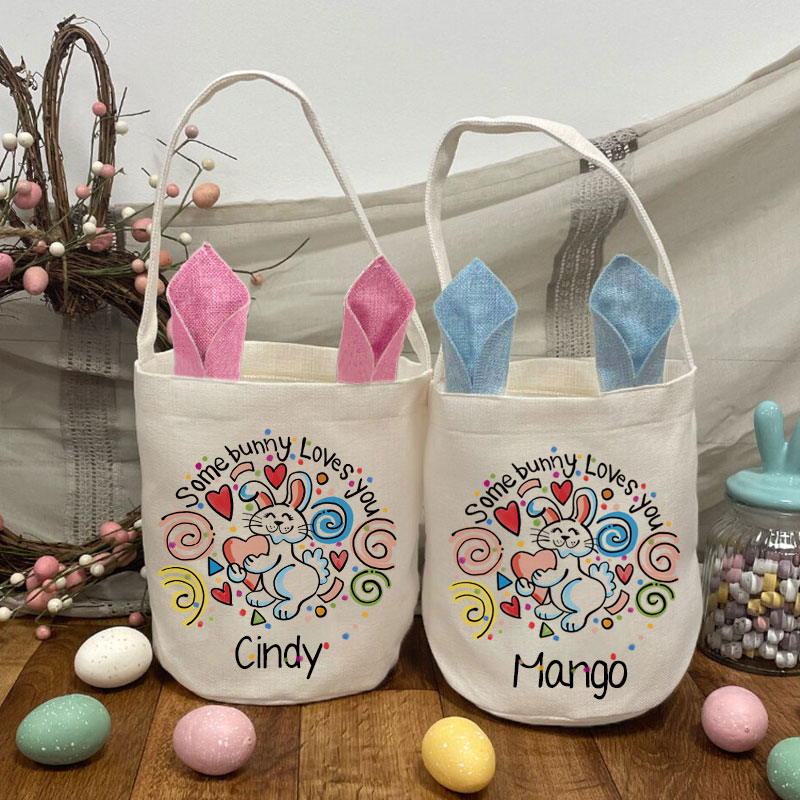 Some Bunny Loves You Cute Rabbit Easter Basket