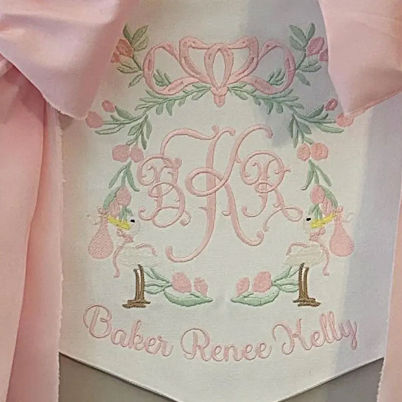 Stork Baby Banner with bows Girl Baby Banner