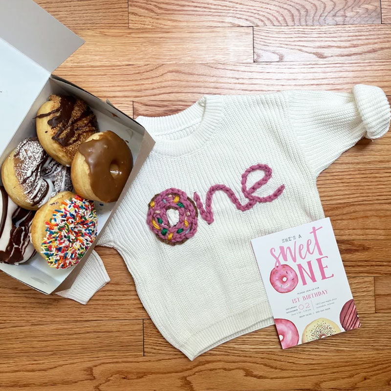 Sweet One First Birthday Embroidered Sweater