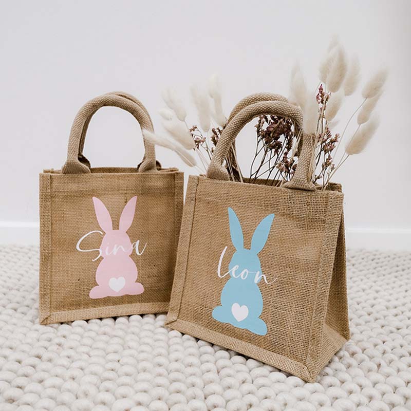 Personalized Easter Bag  Jute Easter Bag  Easter bunny with name