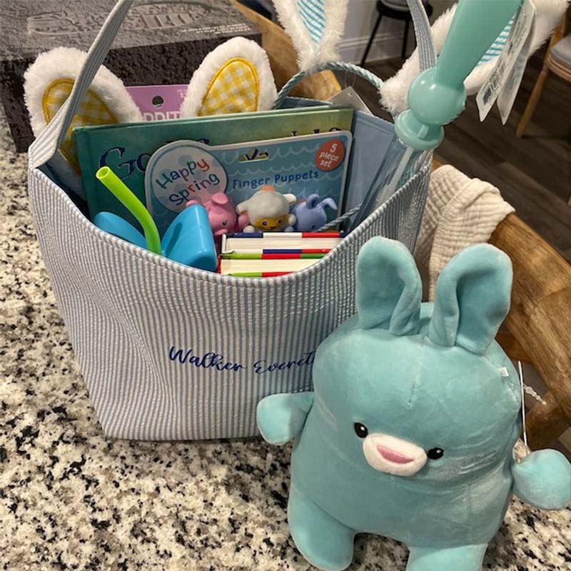Custom Seersucker Easter Baskets Personalized Kids Easter Basket
