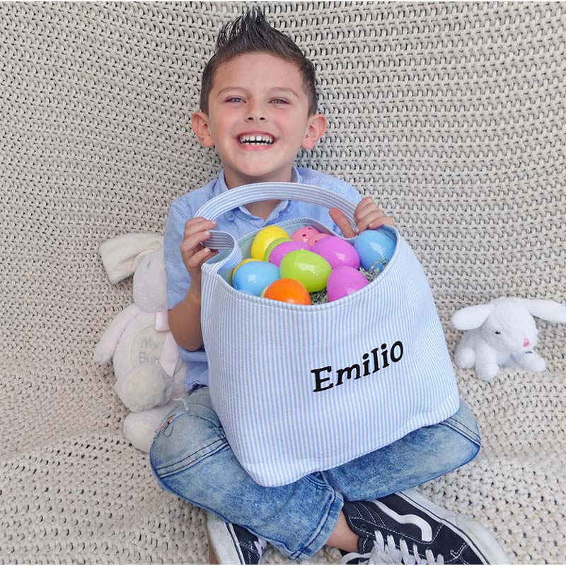 Custom Seersucker Easter Baskets Personalized Kids Easter Basket