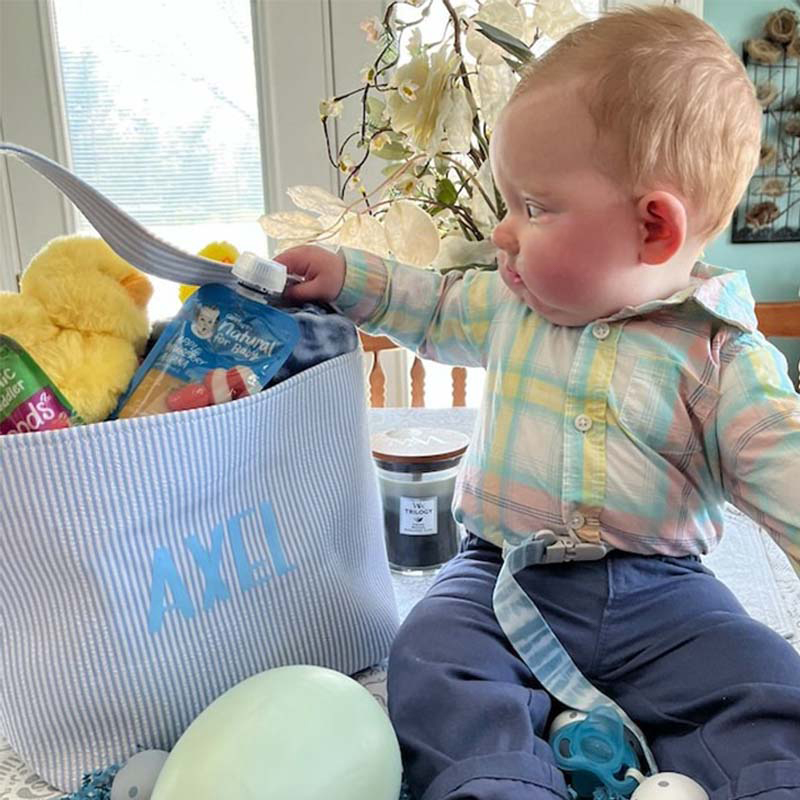 Custom Seersucker Easter Baskets Personalized Kids Easter Basket